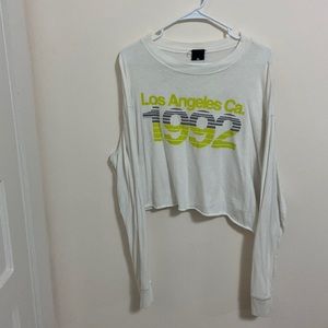 Brand: Day. large white cropped long sleeve shirt.